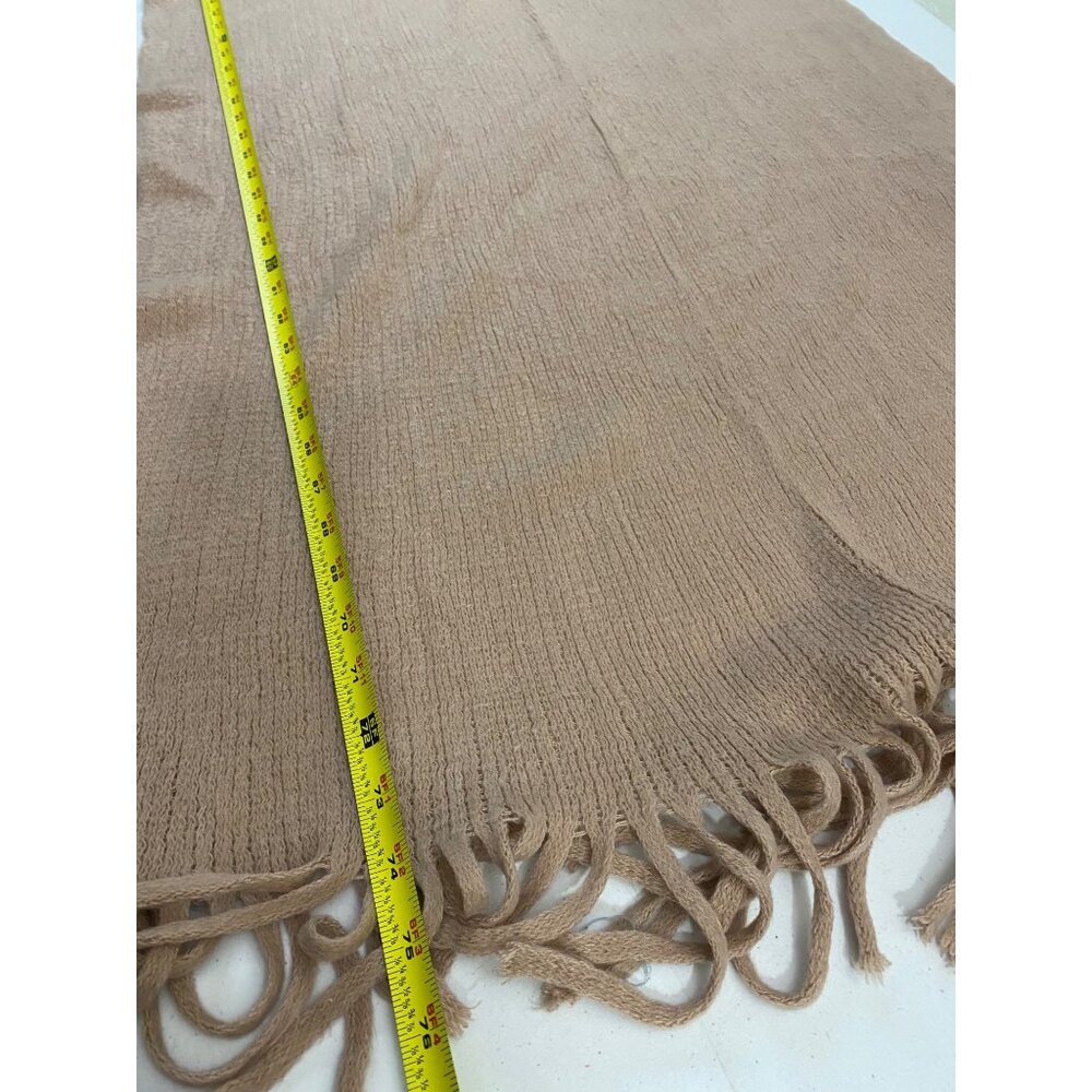 Steve Madden Camel Knit Fringe Scarf Wrap Shawl One Size 100% Acrylic - Picture 6 of 7